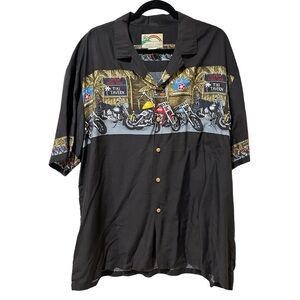 Paradise Found Hawaiian Shirt Motorcycle Tiki Tavern Bar vintage